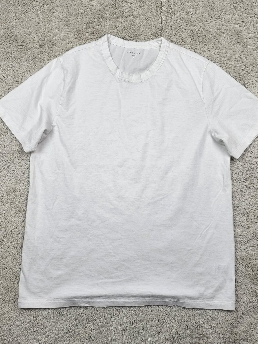 Mott & Bow Driggs Solid White Classic Crew T-Shirt Men's Large 100% Cotton EUC L